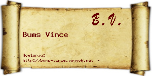 Bums Vince névjegykártya